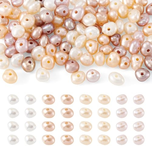 Crafans, 100 perle naturali d'acqua dolce coltivate, 2 mm/3 mm, perle d'acqua dolce piatte, tonde e irregolari, 4 colori, perle coltivate per la creazione di gioielli, braccialetti e collane fai da te