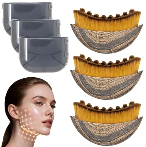 3 Stück Lymphdrainage Gesichtsbürste Set, Ultraweiche Borsten Trockenmassage Bürste für Gesichtskontur Kinn & Jawline, Lymphkontur & Face Sculpting für tägliche Hautpflege & Entspannung