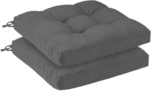 PRIMEPATIO Outdoor Sitzkissen 45x45x8 cm, 2er Set, UV-beständig, Grau | Wasserdichte Stuhlkissen für Gartenstühle, Terrassenmöbel und Rattansessel, langlebig für Balkon, Pool und Camping