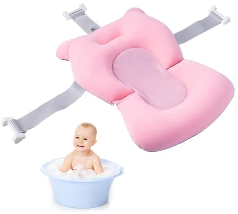 Cojín de Baño para Recién Nacido - Soporte Antideslizante Plegable, Inserto Universal para Bañera, Tamaño 43x28x22cm, Fibra de Algodón suavve, para Casa & Viaje (Seguro)