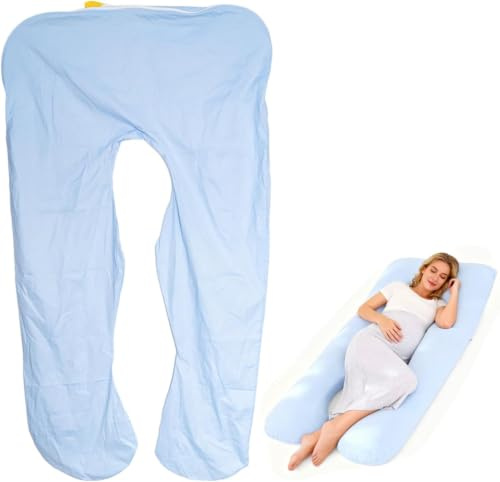 Housse Coussin de Grossesse et Allaitement U-Forme 150x80cm Housse Coussin d’Allaitement Coton Lavable et Amovible Housse de Coussin maternité Douce pour Femmes Enceintes Chambre