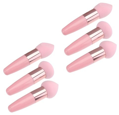 BATHVEVE 2 Sets Pink Mushroom Makeup Sponge with Handle, Lightweight Latex Cosmetic Brush Applicator for Foundation and Concealer Blending, Multi-functional Use for Dry and Wet Face Makeup