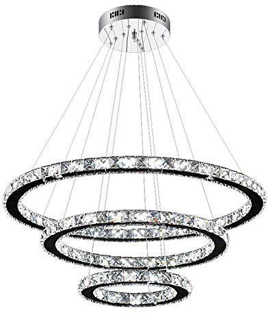 NAIZY Lampadario a LED da 96W per Soggiorno Corridoio Camera da Letto a Tre Anelli (Φ: 30cm+50cm+70cm) - 96W Luce Fredda