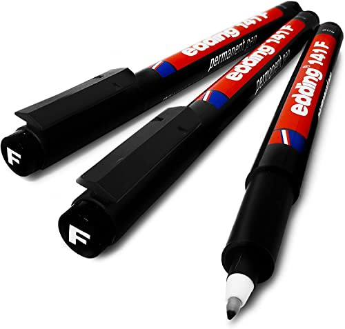 Permanentstift Edding 141F Permanent Pen - feine 0,6 mm große Stiftspitze - 3 Stück, schwarz