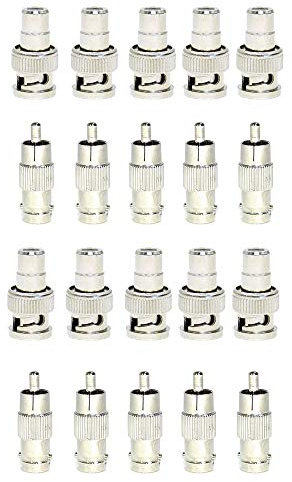 DIVISTAR Lot de 10 adaptateurs RCA Femelle vers Jack mâle BNC + 10 adaptateurs BNC Femelle vers RCA mâle