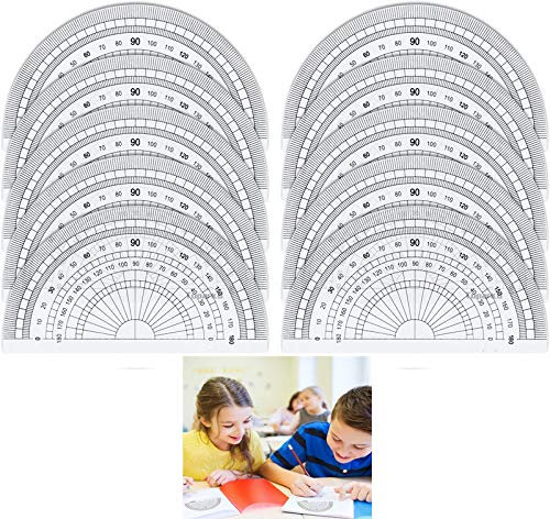 Transportadores 180 Grados,10 PCS Transportador de Plástico Transportador de Matemáticas Transparente Transportador de 180 Grados para Medición de Angulos