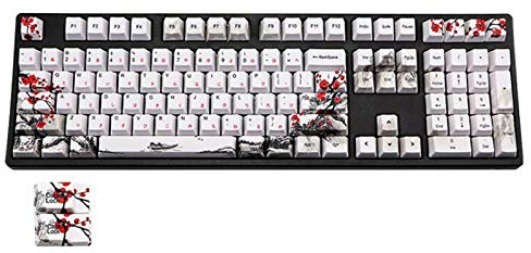 Fransande Lot de 110 touches PBT - Sublimation - Motif fleurs de prunier - Profil de cerisier - mécanique japonais