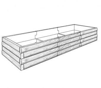 Hochbeet Gemüsekiste Halbbohlen Muster aus Beton in Holzoptik für den Garten - Gemüsegarten, widerstandsfähig mit offenem Boden in verschiedenen Größen (Grau)