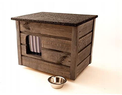 Katzenhaus 57x47 cm Katzenhütte Höhle Outdoor für draußen Winterfest isoliert Holz Versteck Sicherheit Komfort grau