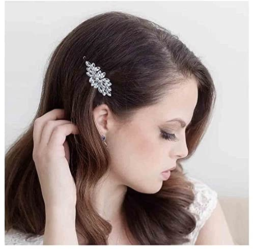 Yheakne Vintage Kristall Blatt Haarspange Pin Silber Strass Haarspange Pin Glanz Cz Blatt Haarspange Kristall Kopfclip Kopfstück Dekorative Bobby Pins Haarzubehör Für Frauen Und Mädchen (silber)