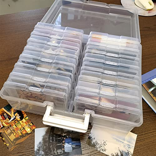 Unibos | Photo Case | Photo Storage Box & Crafts Organiser | Photo Organizer Cases & Containers | Protects Photos | Keep Precious Memories Safe | Transparent | LARGE Box