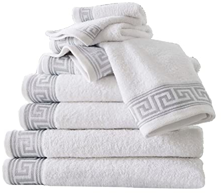 GC GAVENO CAVAILIA Handtuch-Set, 500 g/m², 8-teiliges Handtuch-Set, 2 Handtücher, 2 Badetücher, 4 Gesichtshandtücher, Familienpackung, ägyptische Baumwolle, Weiß