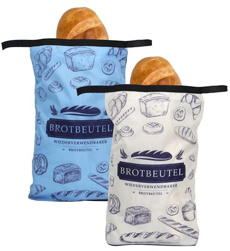 Winter Shore Sacchetti per il pane riutilizzabili [2 pezzi] - Pane grande e appena sfornato, lavabili in lavatrice, sacchetti per il pane adatti agli alimenti, materiali riciclati, 305 x 430 x 2 mm