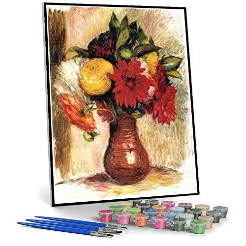 Auguste Renoir Kit de peinture pour adultes Bouquet de fleurs dans un pichet en faïence