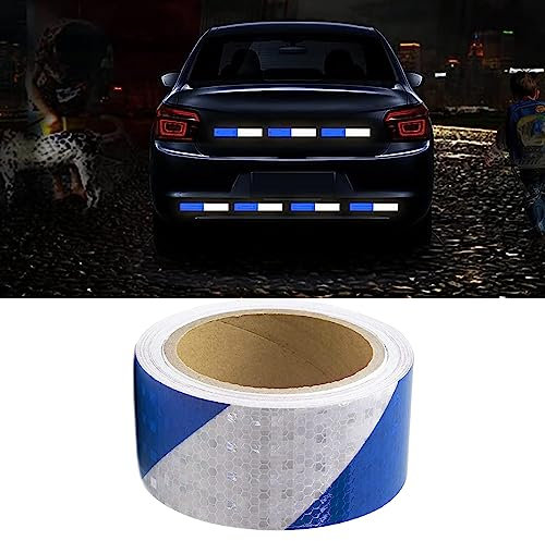 Reflektierendes Band Reflektorband Warnaufkleber Blau/Weiß 10m x 5cm Wasserdicht Reflektorband Selbstklebend Warnklebeband Sicherheitsband-Conspicuous Warning Tape für Fahrzeuge Autos Anhänger Boote