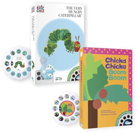 Moonlite Storytime 2-Story Bundle, Requires Moonlite Projector (Sold Separately), Chicka Chicka Boom Boom & The Very Hungry Caterpillar, Vibrant Storybook Art Projections with Sound Effects & Music