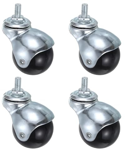 uxcell 2 Inch Ball Caster Wheels, 4pcs Threaded Stem Caster 360 Degree Rotatable Caster Wheels for Furniture, Silver Tone