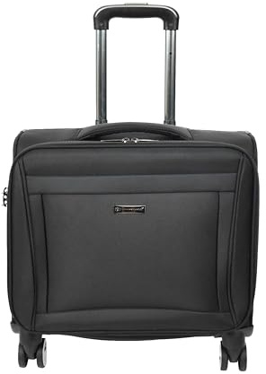 House Of Leather Business Organizer Büro Reise Pilotenkoffer 4 Rollen Trolley Kabinentasche Schwarz Troy, Schwarz , L, Pilotenkoffer