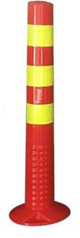 MOOWI Parkbarrieren Feste Parkpoller aus weichem Gummi, 2 Stück Verkehrsleitkegel mit reflektierenden Manschetten, Parksperren mit Stützen Pollerposten(Red+White)