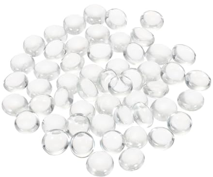 sourcing map Decorative Flat Glass Marbles 12-14mm Rock Vase Filler Beads Pebbles Clear for Fish Tank Table Scatter Decor, 100Pcs