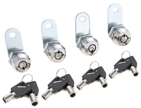 4 juegos de cerradura de leva con llave Tubular, cerradura de armario for puerta, caja de seguridad, cajón, muebles, cerraduras de leva cilíndrica con candado de llave(20mm)