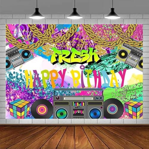 80er Jahre Hip Hop Fotografie Hintergrund Gold Ketten Retro Boombox Graffiti Wand Hintergrund Geburtstag Party Dekorationen Fotokabine Requisiten 200x140CM