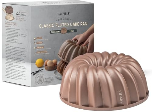 HAPPIELS 10 Cup Fluted Tube Cake Pan Nonstick, PFOA Free Fluted Cake Pan for Baking, Pound Cake Mold for Oven, Cake Molds And Cake Pans, Tube Mold, Pound Tin (Classic)
