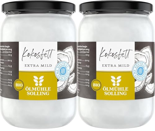 Kokosfett desodoriert 500 ml Glas - Bio - Ölmühle Solling (Packung mit 2)