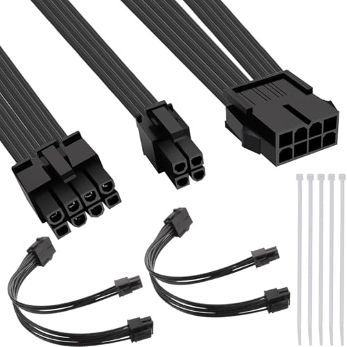 DAOKAI 8+4-Pin Power Adapter Cable, 8-pin Female to CPU ATX Power Supply Extension - 2pcs, 7.87in (20cm)