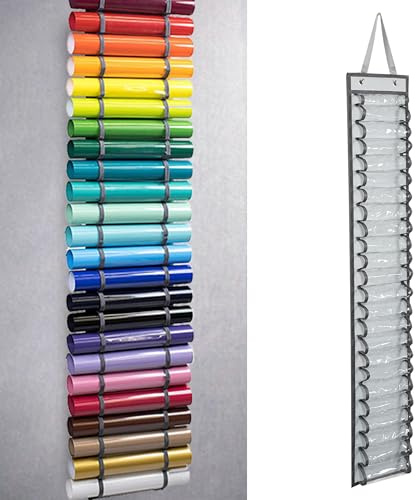 Vinyl Rollen Organizer für Geschenkpapier Weihnachten mit 24/48 Fächern Aufbewahrung Geschenkpapierrollen Vinylrollen Aufbewahrung Organizer für Diamantgemälde Geschenkpapier Bilder (Grau-24pcs)