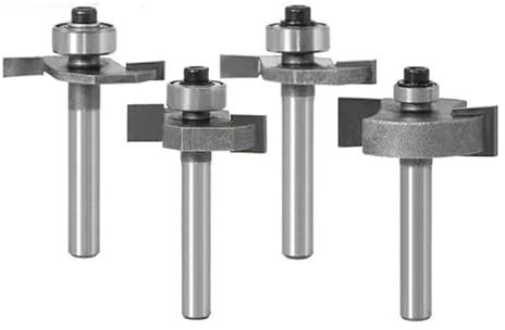 4pcs 6mm 6.35mm Shank T-Slot Milling Cutters C3 Carbide T Type Biscuit Joint Slot Cutter Wood Router Bit with Bearing(4pcs 6mm Shank)