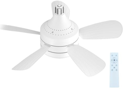 Ventilatore Da Soffitto Con Presa Luce – Mini Ventilatore Da Soffitto LED, Lampadina A Vite In Un Ventilatore Da Soffitto LED A Dimmerabile Telecomando Con 3 Regola