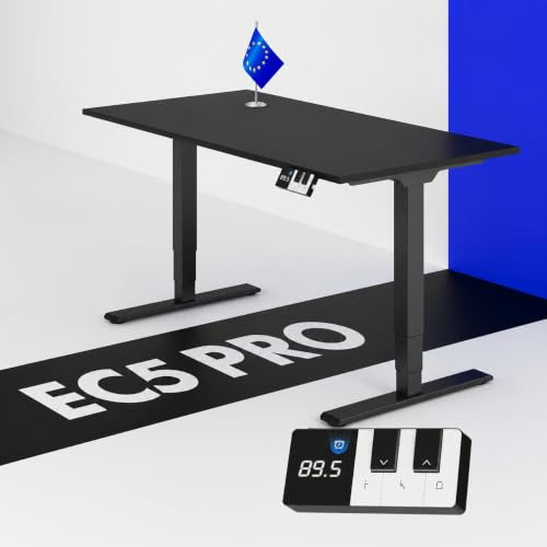 FLEXISPOT Höhenverstellbarer Schreibtisch Made in EU Einteilige Tischplatte 140x80 cm Höhenverstellbar Elektrisch mit Dual-Motor & 3 Hub-Säulen 160kg Tragfähigkeit(schwarz)