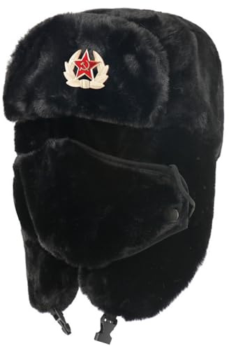 Russische Mützen für Herren und Damen, Thermomützen mit Ohrenklappen und abnehmbarer Windschutzmaske, atmungsaktive Winter-Trappermütze für Outdoor-Aktivitäten, Wintermützen für Herren, warme Mützen f