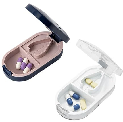 Cutter Di Pillole Da 2 Pezzi, Scatola Di Pillole Portatile, Distributore Di Pillole, Adatto Per Affari, Viaggi, Ufficio E Vita Quotidiana.