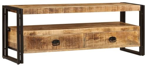 KATERYY TV-Schrank 120 x 35 x 45 cm Mangoholz Massiv TV-Bänke Möbel