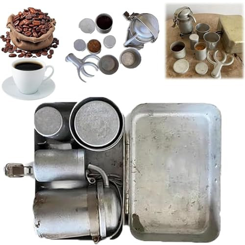 Kit da collezione per caffè da campeggio, set vintage nostalgico per caffè espresso e versare, kit da caffè vintage all'aperto, macchina da caffè compatta da campeggio per viaggi/avventure all'aperto