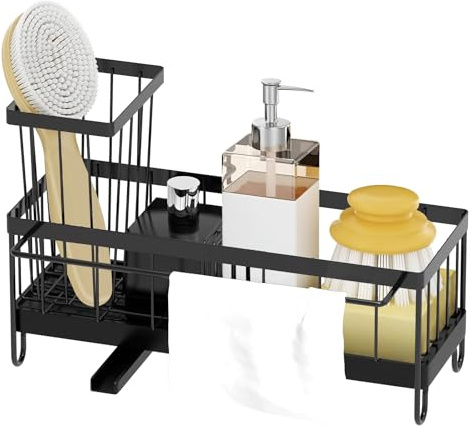Woobroo Sink Caddy: Kitchen Sink Organiser Sink Tidy with Detachable Drainage for Sponge Cloth Kitchen and Bathroom