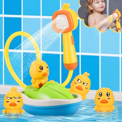 Kssvzz Jouet de bain pour bébé - Pommeau de douche amovible - Avec 4 modes de pulvérisation - Jouet de bain électrique - Cadeau pour les tout-petits garçons et filles à partir de 1, 2, 3, 4 ans