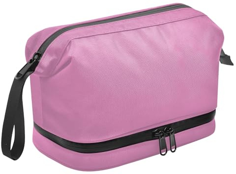 Lermende Kulturbeutel für Herren Kosmetiktasche: Wasserdicht Reise-Kulturtasche, Waschtasche mit Trocken-/Nasstasche, kompakte Reise-Kulturtasche für Rasierutensilien und Toilettenartikel (Rosa)