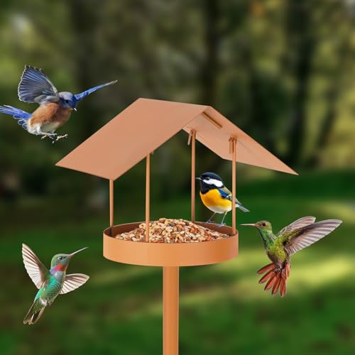 Whchiy Vogelhaus mit Ständer wetterfest | Stabiler wetterfest aus Metall | Futterhaus für vögel | Vogelhaus Metall | Vogelfutterstation, Vogelfutterhaus | Vogelhäuschen | 138 cm hoch