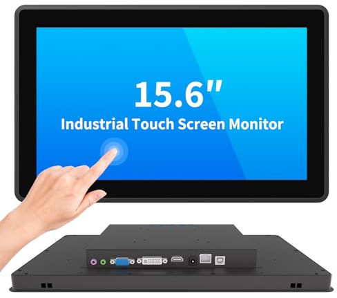 LMENGER 15.6 Inch Industrial Touch Screen Monitor, 10 Points Touch, Ratio 16:9 Capacitive PCAP Display, 1920 x 1080R, Active Matrix TFT LCD, LED Backlight, VGA, DVI, HD-MI Ports