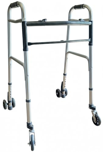 App Life Deambulatore per Anziani in Alluminio Leggero - Dispositivo Medico di Classe I - Pieghevole e Regolabile in Altezza con 2 Ruote Piroettanti e 2 Gemellate con Freni a Pressione