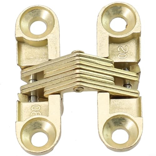 Cerniera invisibile in acciaio inossidabile per porte a soffietto con cerniera a croce in lega di zinco, adatta per varie applicazioni in interni, portata fino a 30 kg (dorato, 11 x 40 mm)
