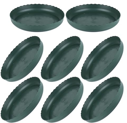 DOITOOL 8 Bandejas de Goteo para Macetas Redondas de Plástico Color Verde Militar 22 CM Platillos para Plantas Interiores y Exteriores Bandejas Recolectoras de Agua para Jardinería