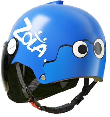 Casco De Motocicleta Abierto Homologado ECE 22.06, Casco Jet para Niños con Visera Solar, Casco De Scooter para Niños Y Niñas De 3 A 12 Años. B,45-55cm