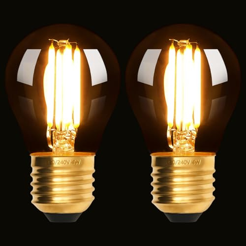Terafeels 2 Stück Edison Vintage LED Glühbirne E27, G45, 4W, Gerader Glühfaden, 2200K Warmes Gelblicht, Transparentes Glas, LED Lampe E27 Leuchtmittel Nicht Dimmbar