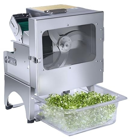 PRECISTECH Cortadora De Verduras Eléctrica Automática, Procesador De Verduras Comercial Con Cinta Transportadora, 700 Rpm, Acero Inoxidable Cocina Profesional