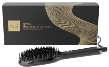 Ghd Glide+ Black Smooth Heat Brush - Snabb och enkel utjämning - krusningsfria resultat - Användning på torrt hår - Utan extrem värme - perfekt för alla hårtyper