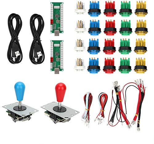 AMONIDA Game Rocker Fighting Joystick con Teclas de Ráfaga para Win10 / Win8 / Win7, Juego de Botones de Luz LED para Jugadores Dobles (#1)